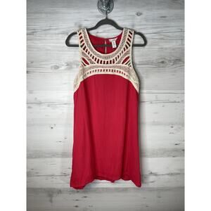 VASNA Dress Womens Large Pink Raspberry Crochet Lace Yoke‎ Sleeveless Sundress